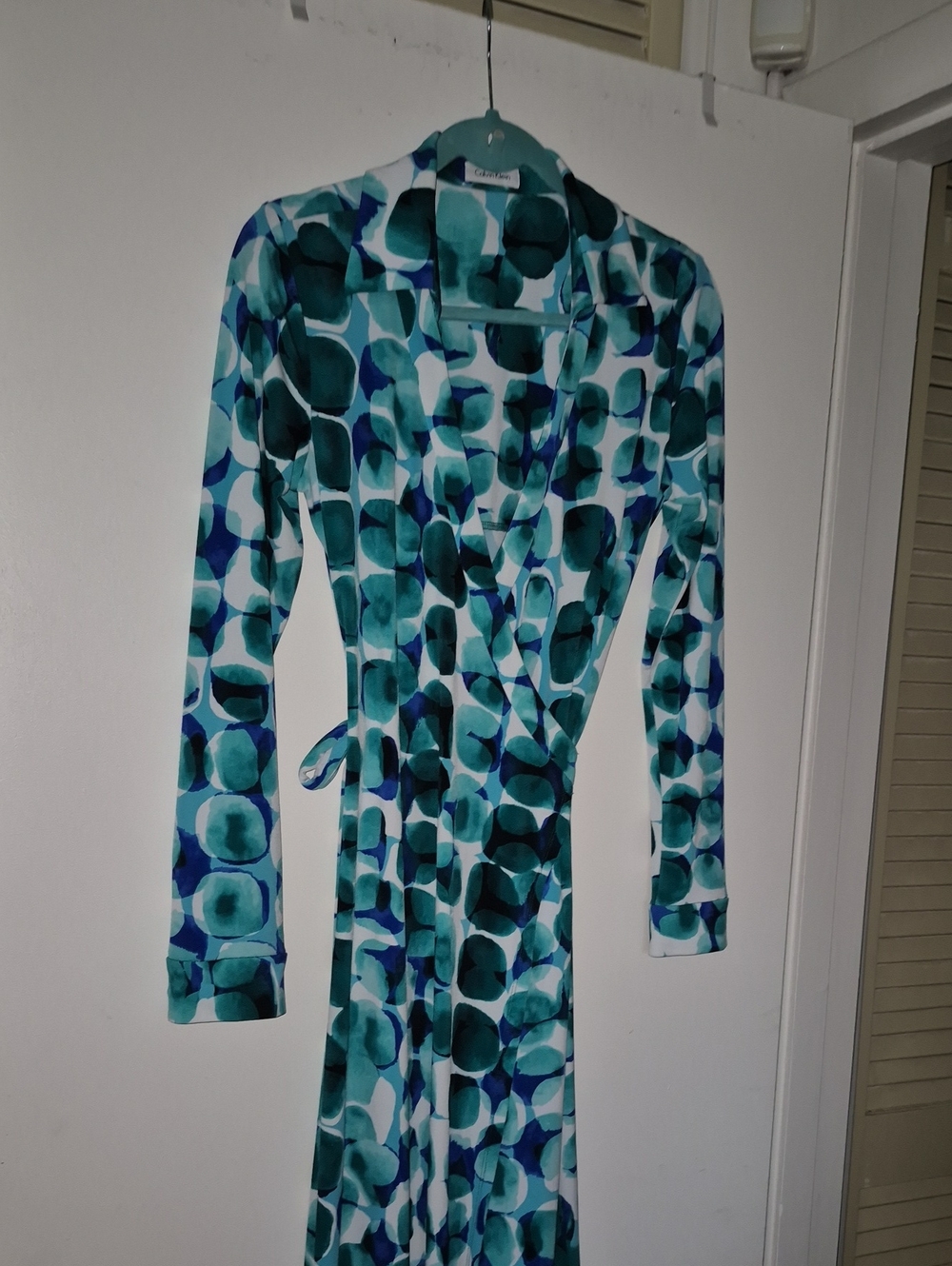 Women's Teal & Blue Printed Wrap Dress - CALVIN KLEIN